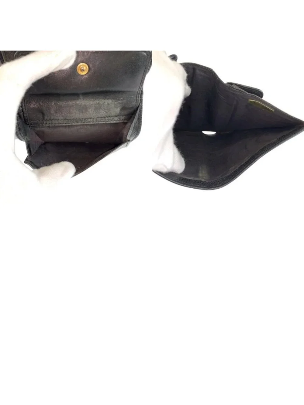 Chanel CC Logo Black Leather Fold Wallet Compact